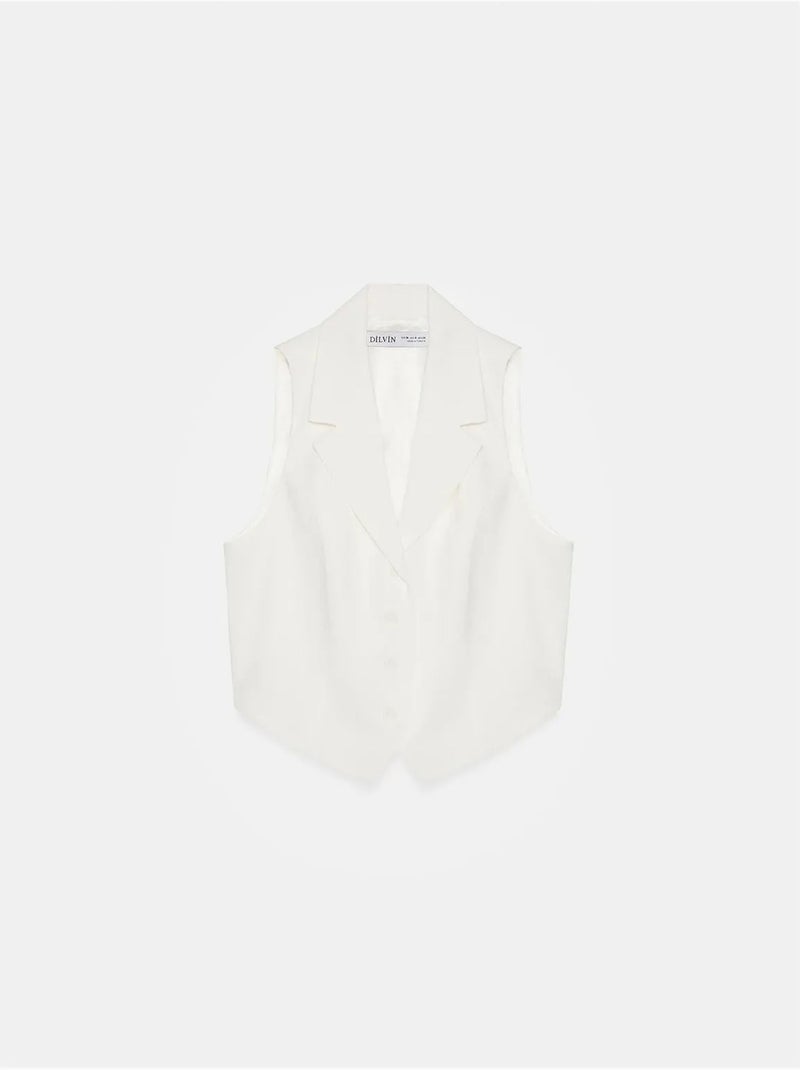 DILVIN Gilet court femme à col châle Blanc - Kiabi
