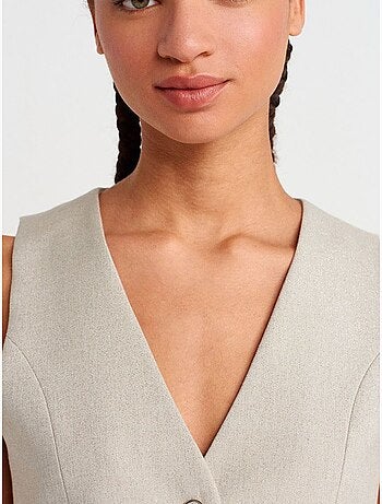 DILVIN Gilet Court Femme À Col V Et Boutonnage