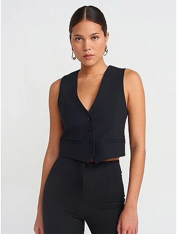 DILVIN Gilet Court Femme En Crêpe