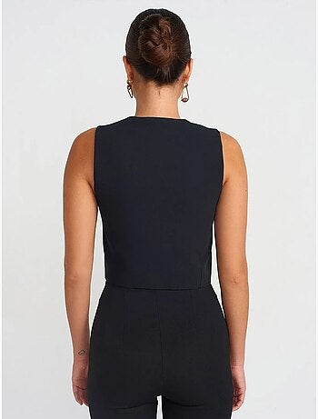 DILVIN Gilet Court Femme En Crêpe