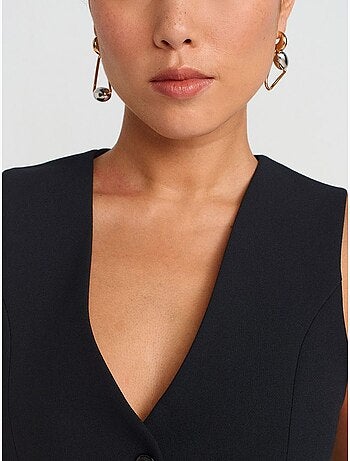 DILVIN Gilet Court Femme En Crêpe