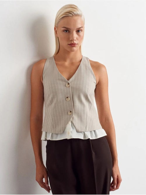 DILVIN Gilet Court Rayé - Kiabi DILVIN Gilet Court Rayé - Kiabi