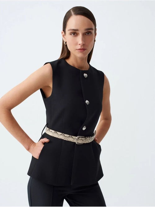 DILVIN Gilet En Crêpe À Ceinture - Kiabi DILVIN Gilet En Crêpe À Ceinture - Kiabi