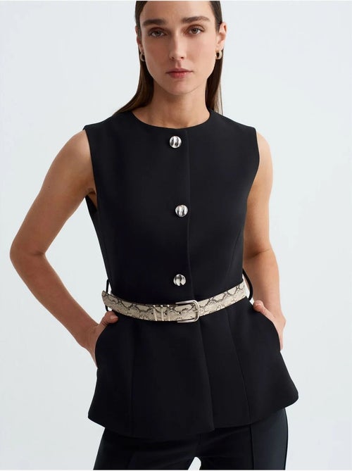 DILVIN Gilet En Crêpe À Ceinture - Kiabi DILVIN Gilet En Crêpe À Ceinture - Kiabi