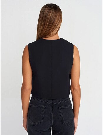 DILVIN Gilet Sans Manches Court Tissé Pour Femme