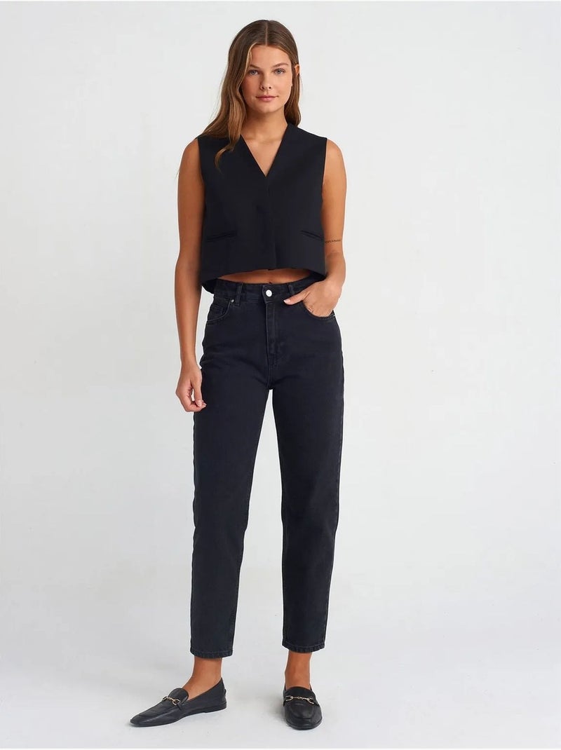 DILVIN Gilet Sans Manches Court Tissé Pour Femme Noir - Kiabi