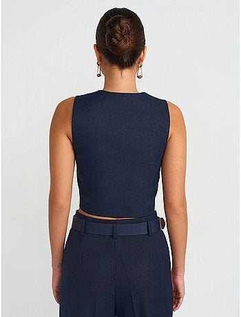 DILVIN Gilet Sans Manches Femme Court Ajusté