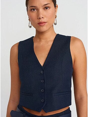 DILVIN Gilet Sans Manches Femme Court Ajusté
