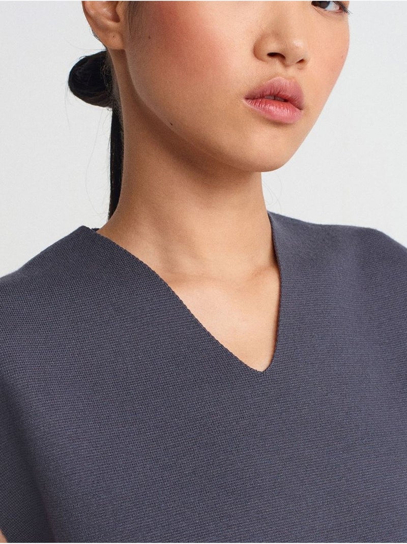 Dilvin gilet sans manches femme en maille côtelée, col v Gris Noir - Kiabi