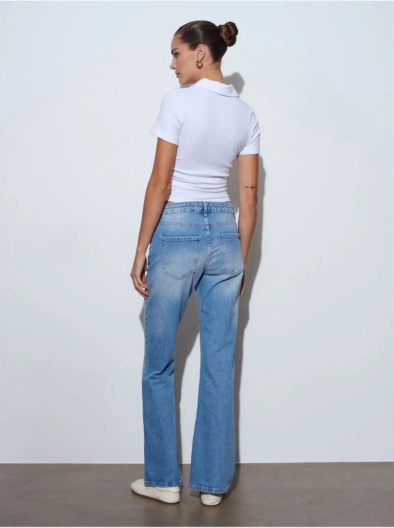 DILVIN Jean Bootcut En Denim À Taille Basse Bleu roi - Kiabi