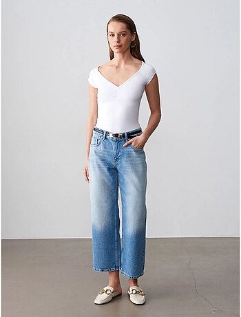 DILVIN Jean Capri Wide Leg À Taille Basse