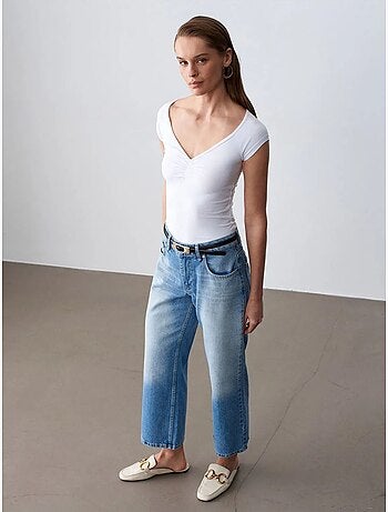 DILVIN Jean Capri Wide Leg À Taille Basse