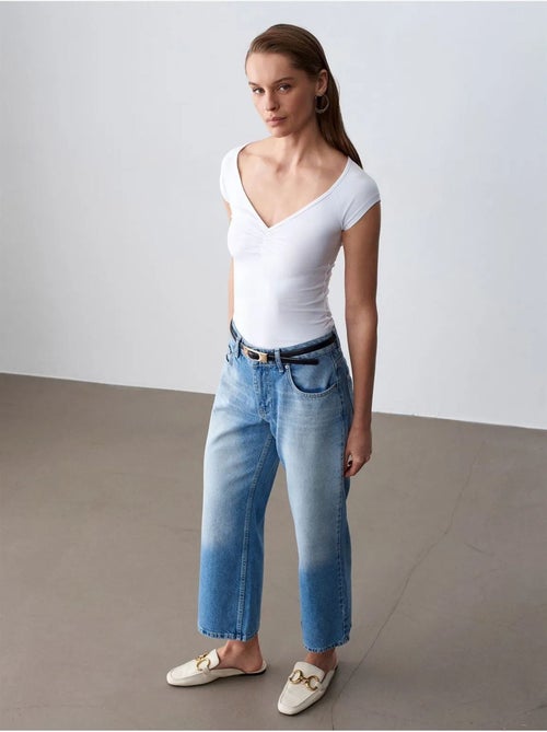 DILVIN Jean Capri Wide Leg À Taille Basse - Kiabi DILVIN Jean Capri Wide Leg À Taille Basse - Kiabi