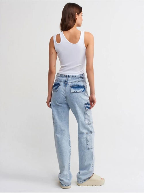 DILVIN Jean Cargo Large À Taille Haute - Kiabi