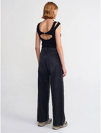 DILVIN Jean Cargo Taille Haute À Jambe Large