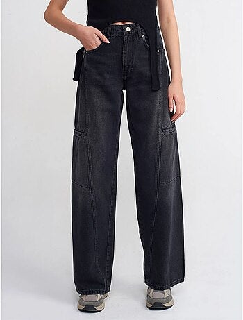 DILVIN Jean Cargo Taille Haute À Jambe Large