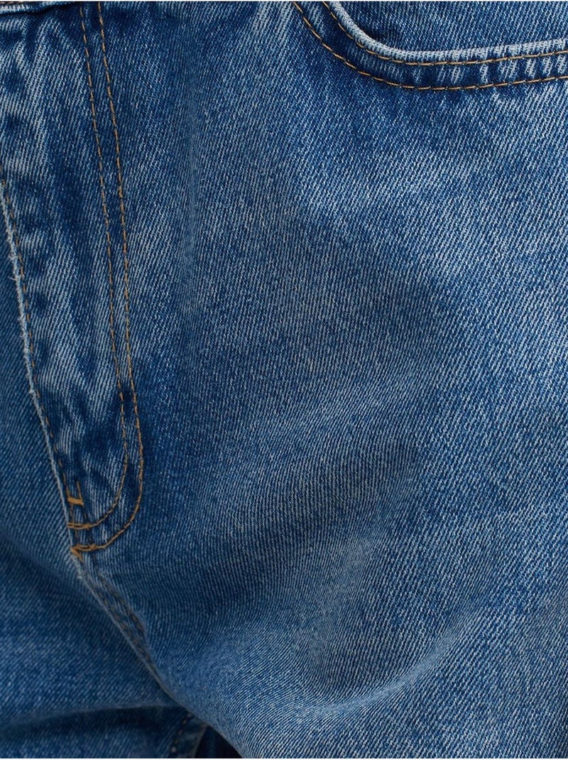 Dilvin jean droit en coton à taille haute Bleu saphir - Kiabi