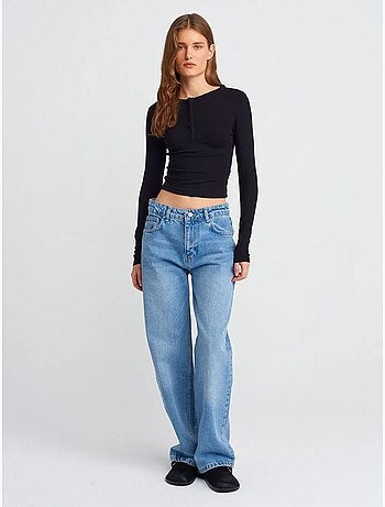 DILVIN Jean Droit En Denim De Coton À Taille Haute