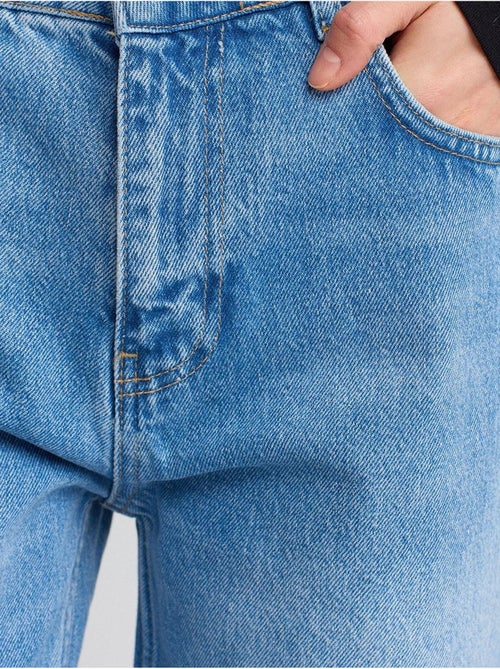 DILVIN Jean Droit En Denim De Coton À Taille Haute - Kiabi DILVIN Jean Droit En Denim De Coton À Taille Haute - Kiabi