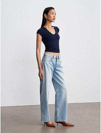 DILVIN Jean Droit En Denim De Coton, Taille Basse