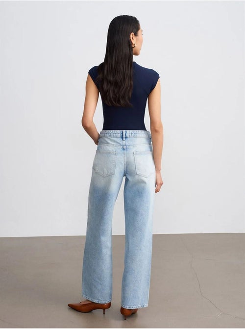DILVIN Jean Droit En Denim De Coton, Taille Basse - Kiabi