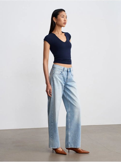 DILVIN Jean Droit En Denim De Coton, Taille Basse - Kiabi