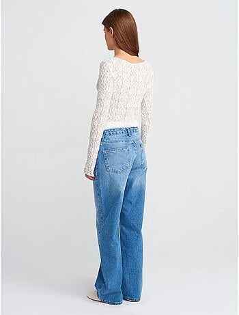 Dilvin jean droit en denim de coton, taille haute