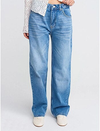 Dilvin jean droit en denim de coton, taille haute