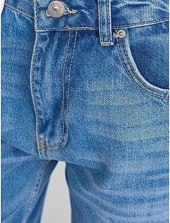 Dilvin jean droit en denim de coton, taille haute