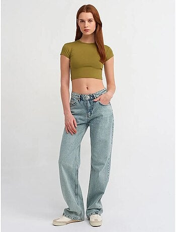 DILVIN Jean Droit En Denim De Coton, Taille Moyenne