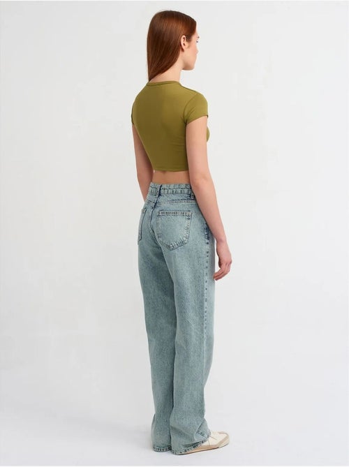 DILVIN Jean Droit En Denim De Coton, Taille Moyenne - Kiabi