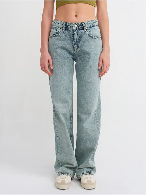 DILVIN Jean Droit En Denim De Coton, Taille Moyenne - Kiabi