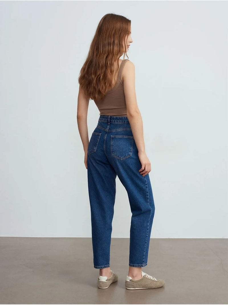 DILVIN Jean Droit Taille Basse En Coton Bleu roi - Kiabi