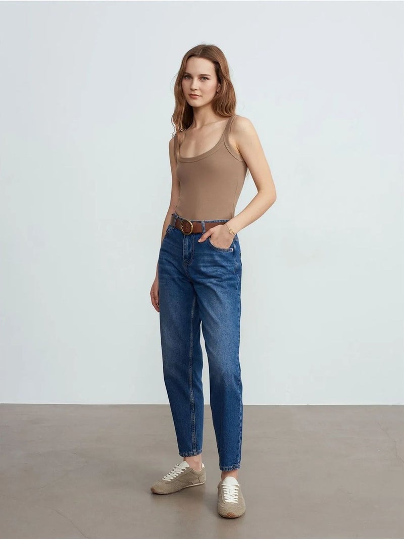 DILVIN Jean Droit Taille Basse En Coton Bleu roi - Kiabi