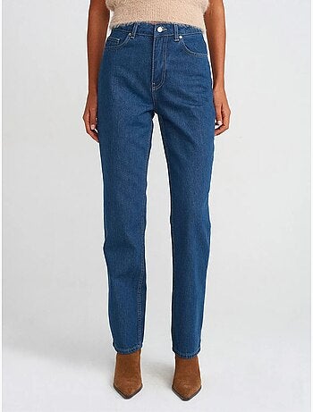 Dilvin jean droit taille haute en coton