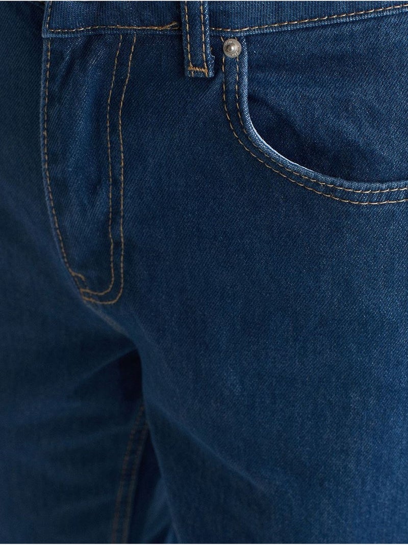 Dilvin jean droit taille haute en coton Bleu saphir - Kiabi