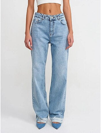 Dilvin jean droit taille haute en denim de coton