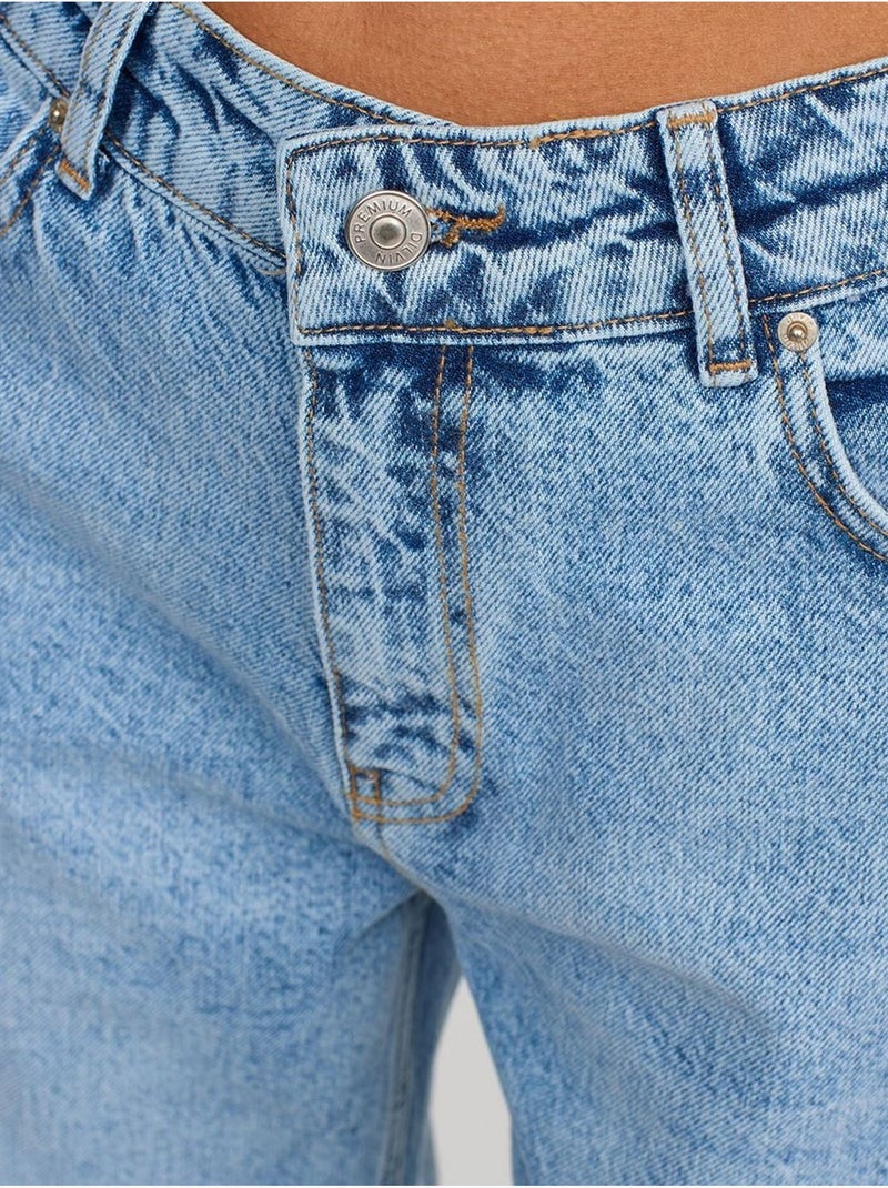Dilvin jean droit taille haute en denim de coton Bleu saphir - Kiabi