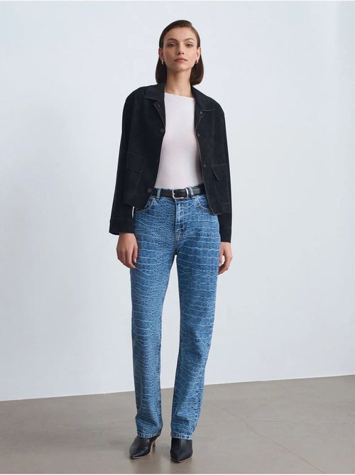DILVIN Jean Droit Taille Haute Texturé - Kiabi DILVIN Jean Droit Taille Haute Texturé - Kiabi