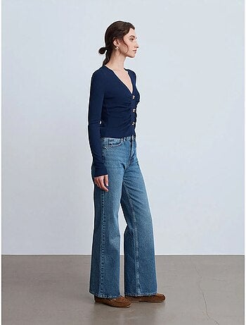 DILVIN Jean En Coton À Taille Haute Et Jambe Large