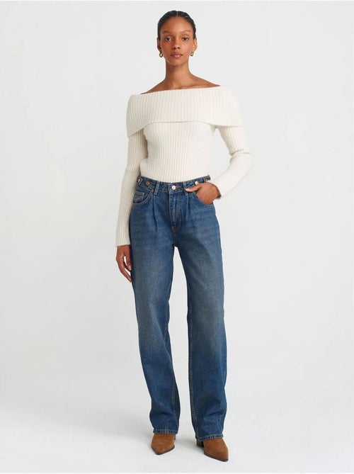 DILVIN Jean En Denim À Jambe Large Et Taille Haute - Kiabi