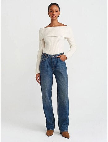 DILVIN Jean En Denim À Jambe Large Et Taille Haute