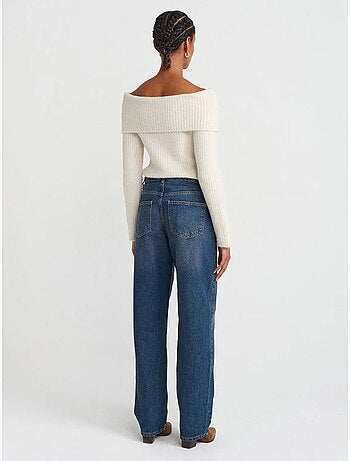 DILVIN Jean En Denim À Jambe Large Et Taille Haute