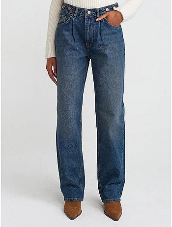 DILVIN Jean En Denim À Jambe Large Et Taille Haute