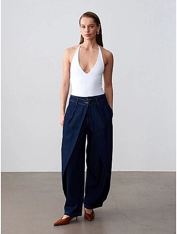 DILVIN Jean En Denim À Taille Haute Et Jambe Large