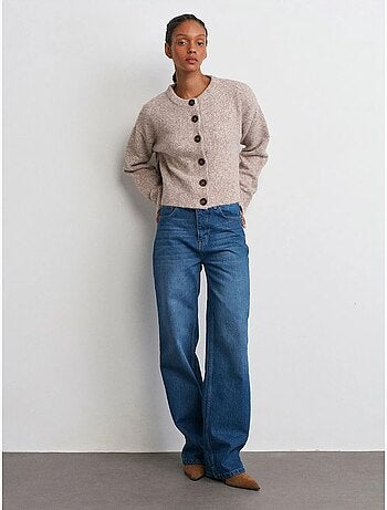 Dilvin jean en denim à taille mi-haute et jambe évasée
