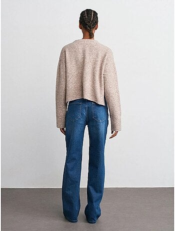 Dilvin jean en denim à taille mi-haute et jambe évasée