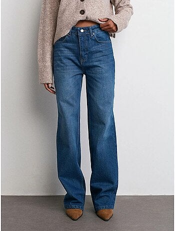 Dilvin jean en denim à taille mi-haute et jambe évasée