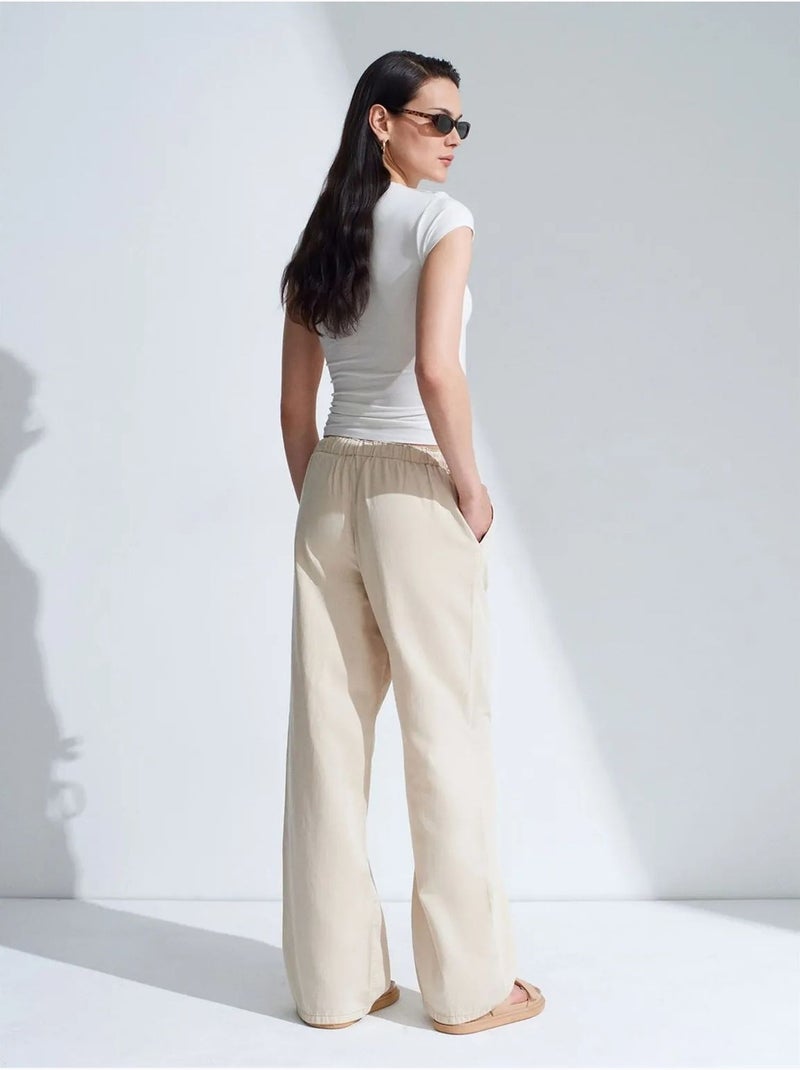 DILVIN Jean En Denim À Taille Mi-haute Et Jambe Large Beige argile - Kiabi
