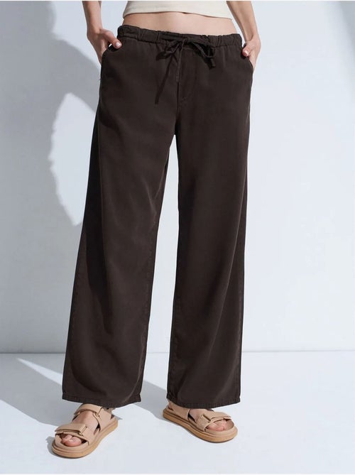DILVIN Jean En Denim À Taille Mi-haute Et Jambe Large - Kiabi